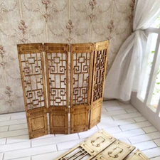 1Set 1:12 Scale Dollhouse Miniatures Furniture Palace Screen Unfinished Wooden