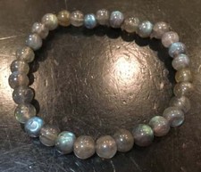 Labradorite Elastic Bracelet, 6mm Beads, Natural Labradorite Beaded Bracelet