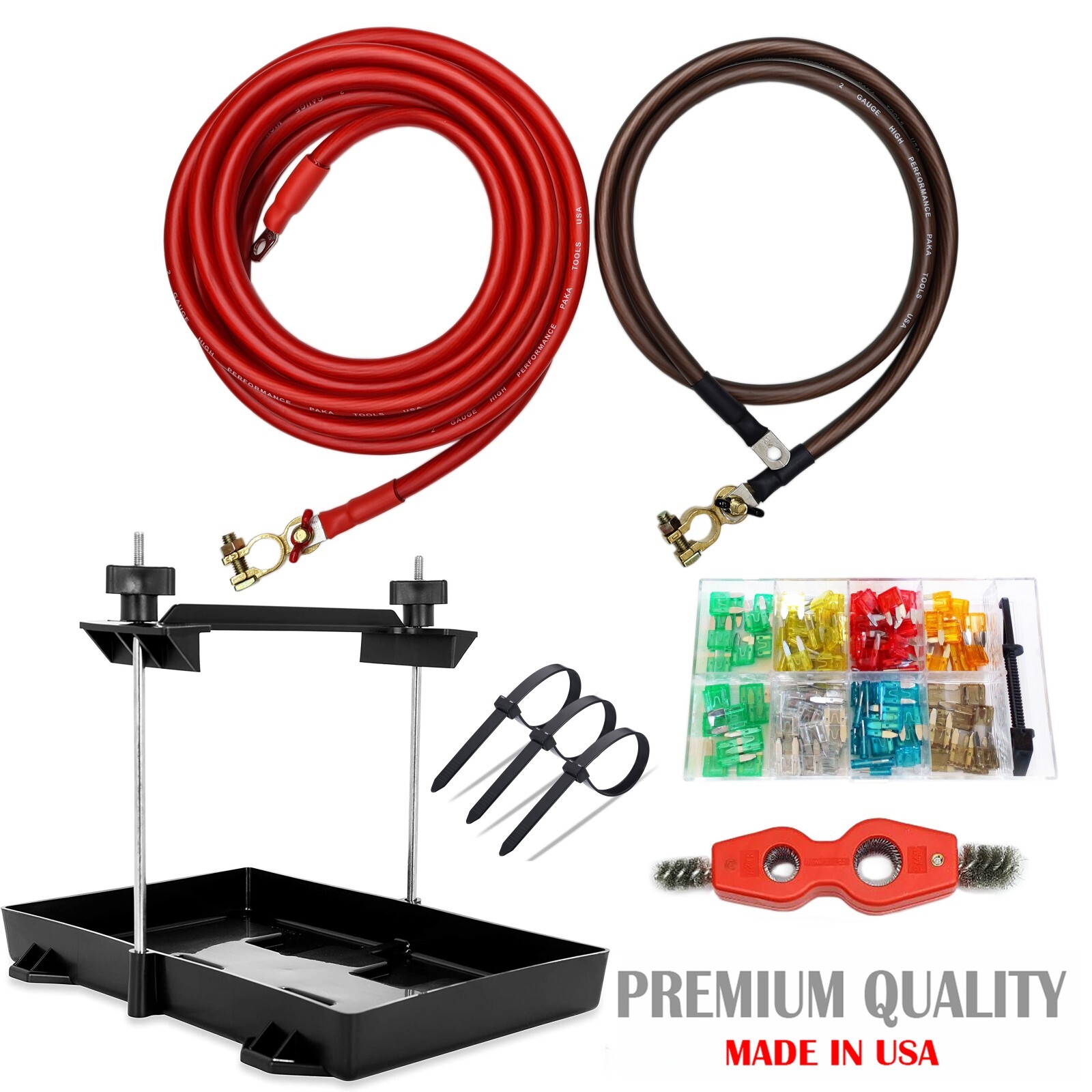 Battery Relocation Kit, # 2 AWG Cable, Top Post 20 FT RED/ 5 FT BLACK