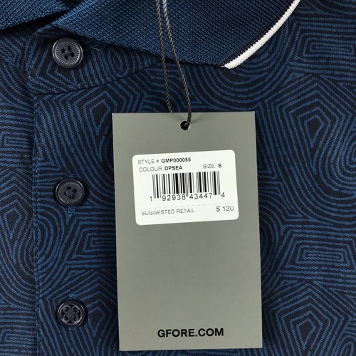 G/Fore Golf Polo Shirt Mens Small All Over Print Swirl Navy Blue New - Picture 3 of 9