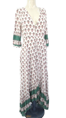 Jaase Maxikleid böhmisch mit Knopfleiste Zigeuner böhmisch asymmetrisch Blumenmuster Größe S
