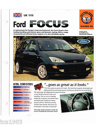 1998 Ford FOCUS (UK): ZETEC SPEC SHEET / Brochure / Catalog