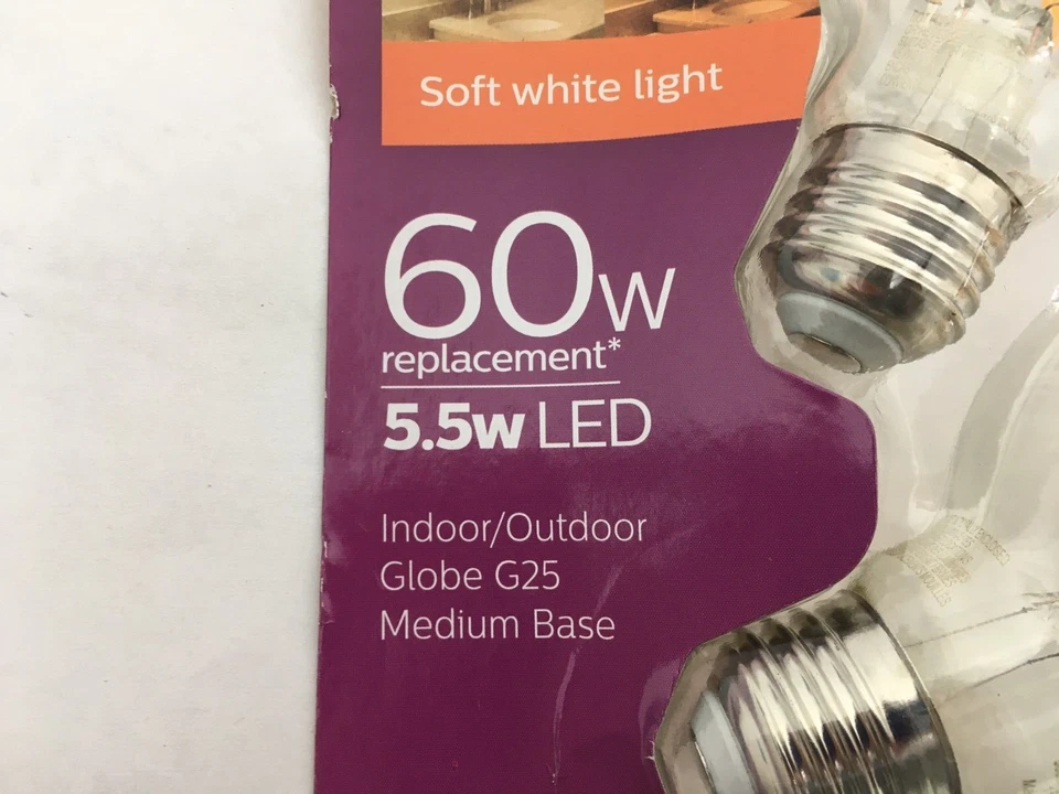 NEW Philips 2-pk 40W Globe G25 Indoor/Outdoor LED Bulbs Soft White 2700K (dst) - Image 3 of 4