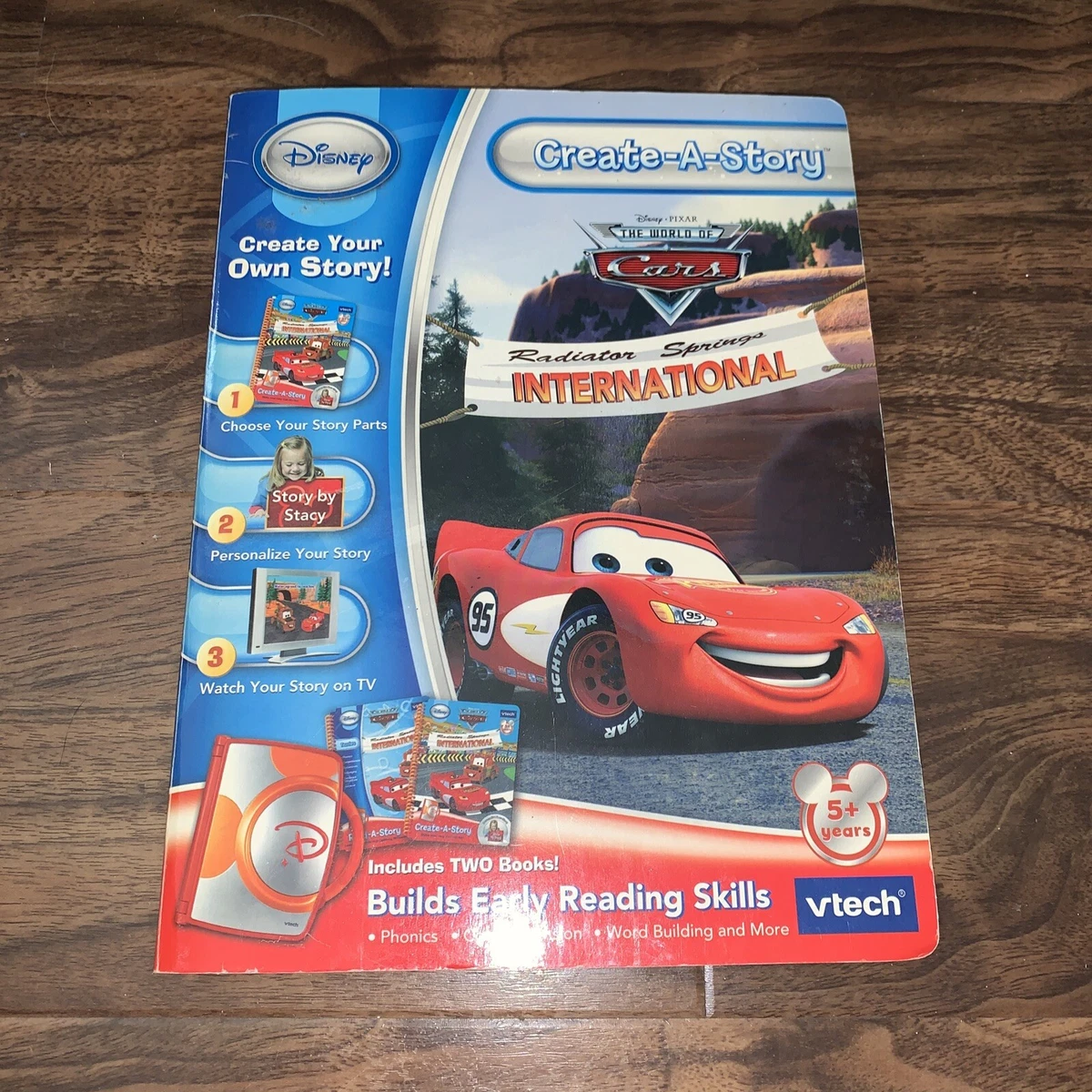 Disney Vtech Create-A-Story Cars Kids Builds Early Reading Skills Book New