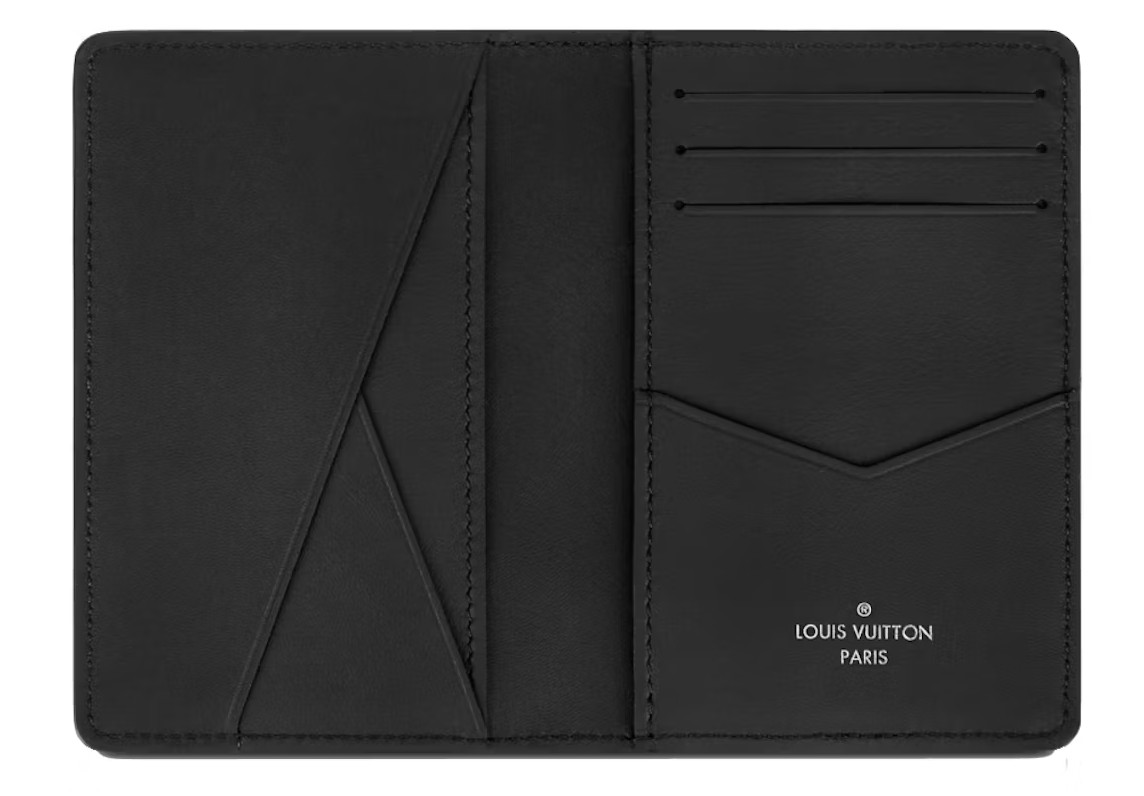 Louis Vuitton Taurillon Shadow Black Leather Monogram Pocket Organizer Wallet image 6
