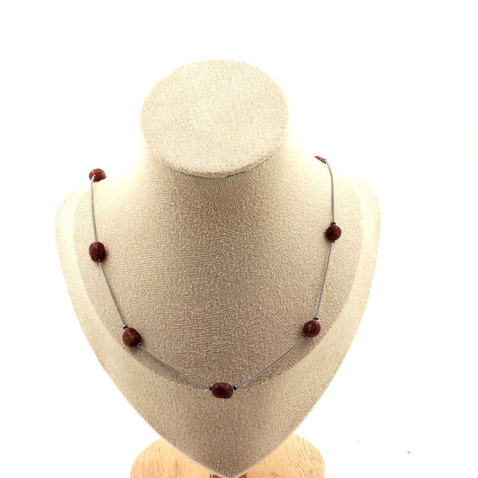Collier rubis du Brésil perles baroques style bohème chic