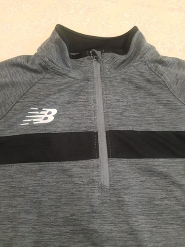 NEW BALANCE SHIRT Womens S Athletic Pullover Grey Zip Neck Thumb Holes NWT - Picture 3 of 8