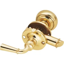 (1)-Die Cast Polished Brass Lockable Screen Storm Door Knob Handle Latch N100047