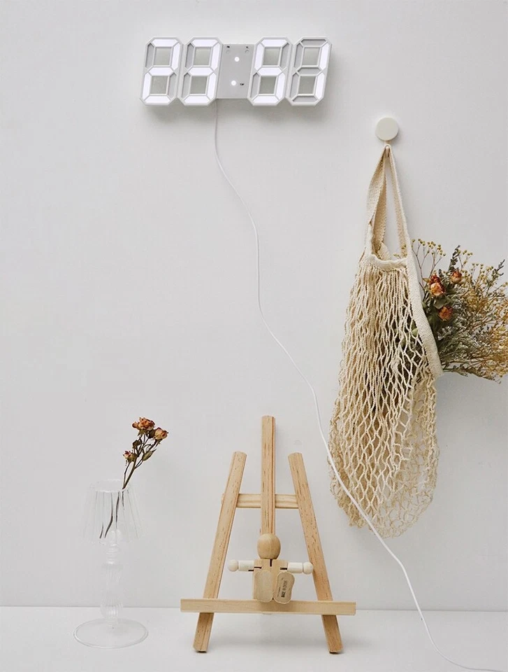 Digital 3D LED Wall Desk Alarm Clock 9.7" Brightness Adjustable Gift Present - Image 4 of 4