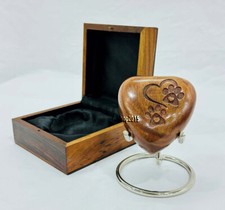 Wooden Heart Urn - Small Keepsake Cremation Urn for Human Ashes - Mini Urn Heart