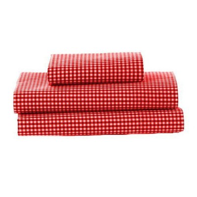 Gingham Toddler Sheet Set, Red