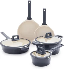 Arte 8 Piece Ceramic Nonstick Cookware Pots and Pans Set, Induction Suitable, PF