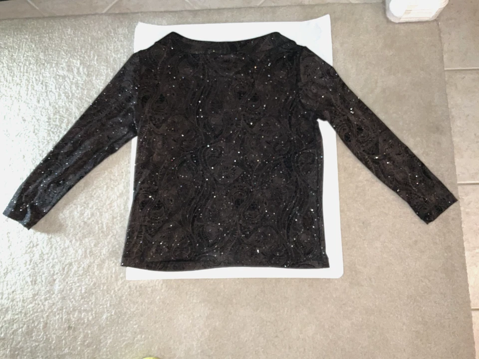 Chico's Travelers 2 件套裙套装棕色佩斯利微光尺寸 3 (XL) 晚出 — 第 2/4 张图片