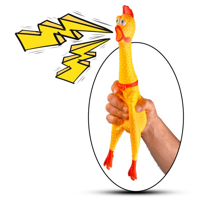 Hilarious 15” Rubber Screaming Chicken Toy for Kids 26amp Pets Super