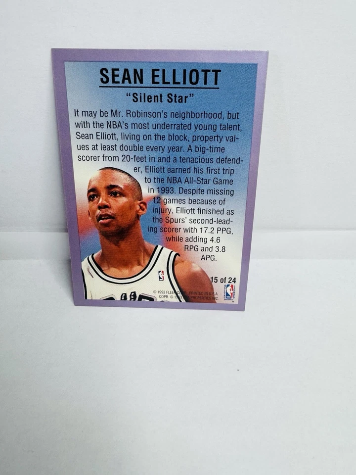 Fleer’93-94 All star Weekend Sean Elliot Signed Card #15 Of 24 - Image 4 of 4