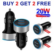 2 USB Port Fast Car Charger Adapter For iPhone Samsung Android Cell Phone Bulk
