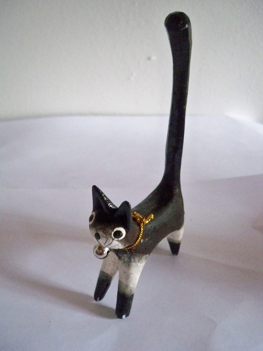 GORGECRAFT Porta-Anelli In Ceramica A Forma Di Gatto Con Coda Dorata