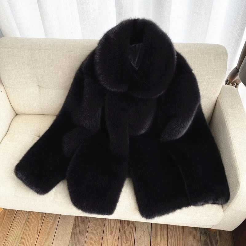 Abrigo de visón para hombre de piel de zorro de longitud media abrigo corto cálido chaqueta de invierno ropa exterior Foto 2 de 4