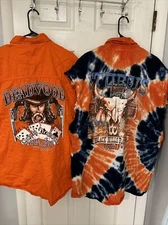 2 V STURGIS MOTORCYCLE Shirts Sleeveless Orange Tie Dye Deadwood Black Hills 5xl
