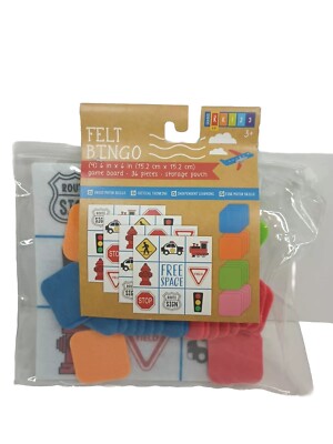 Felt Travel Bingo 4 Game Boards and 36 Chips Storage Bag New