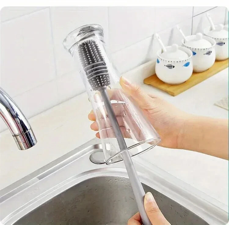 Lote de cepillo largo para botellas de silicona, limpiador de mango largo para botellas y cristalería Foto 3 de 4