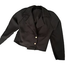 Black Cropped Trench Coat 10 Size