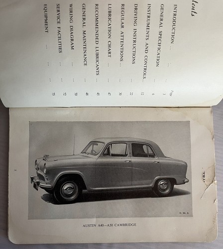 1956 Austin A40 A50 BMC Cambridge Running and Maintenance - Owners Manual - Picture 2 of 7