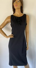 Emporio Armani Women Little Black wool blend Sheath Dress Ruffle detail size 8