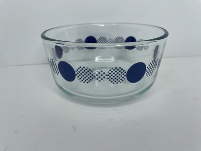 Pyrex Geometric Atomic Dots Clear & Purple/Blue Glass Mixing Bowl 7201 1 Quart
