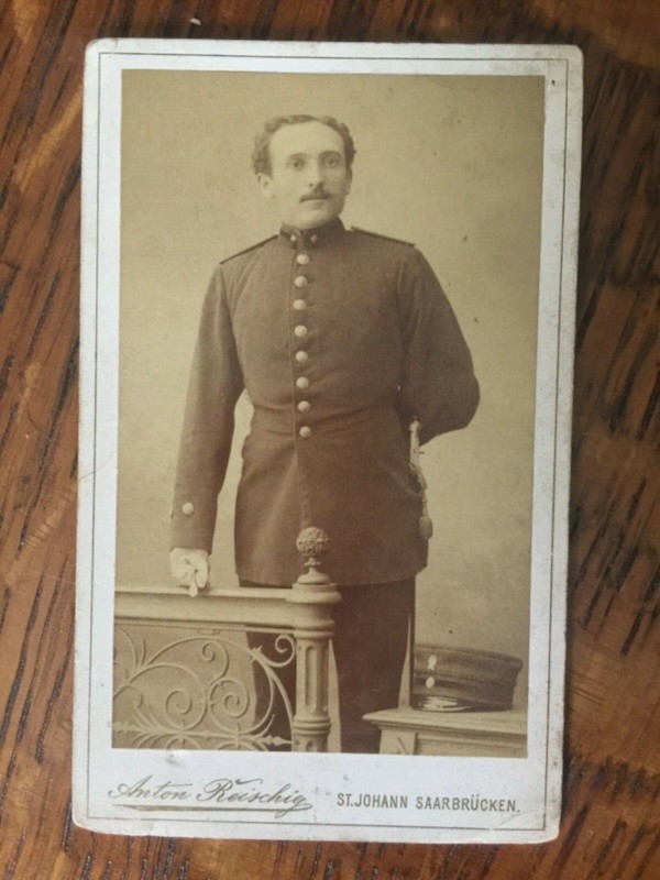 Cabinet Card Photo of German Soldier with sword Saarbrucken Germany WW1