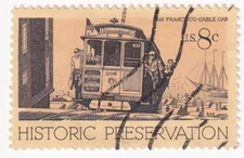 STAMP US SCOTT 1442 "Cable Car" 8 CENT 1971 USED FANCY CANCEL WAVE