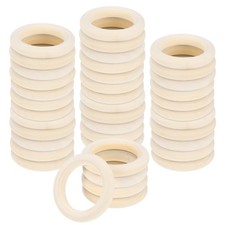50-Pack Unfinished Wood Rings, 45 mm Natural Wooden Rings for DIY Crafts