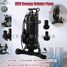 SEP100CA Sewage Grinder Pump 1HP 4200GPH 220V Cast Iron Basement Sump Ejector