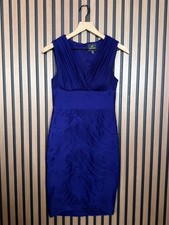 Adrianna Papell Dress 2 / XS Womens Blue Purple Cocktail Ruched Textured Sheath