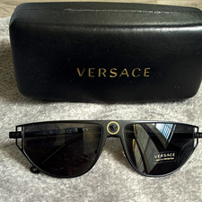 Versace MOD. 2213 1009/87 Aviator Sunglasses Black Metal Gray Tinted 140mm UV