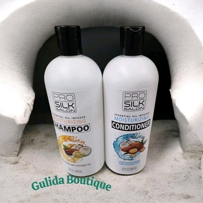 Pro Silk Salon Moisturizing Shampoo & Conditioner Set w/ Argan & Coconut Oil 32 