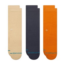 Stance mens Icon Solid Color Cotton Crew Socks, Sand - 3-PACK