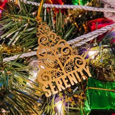 AA Serenity Tree Sobriety Christmas Ornament  Alcoholics 3" x 1.8", Gold