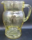 Anchor Hocking Pitcher Depression Glass Yellow-Honey Topaz Uranium Glow Paneled