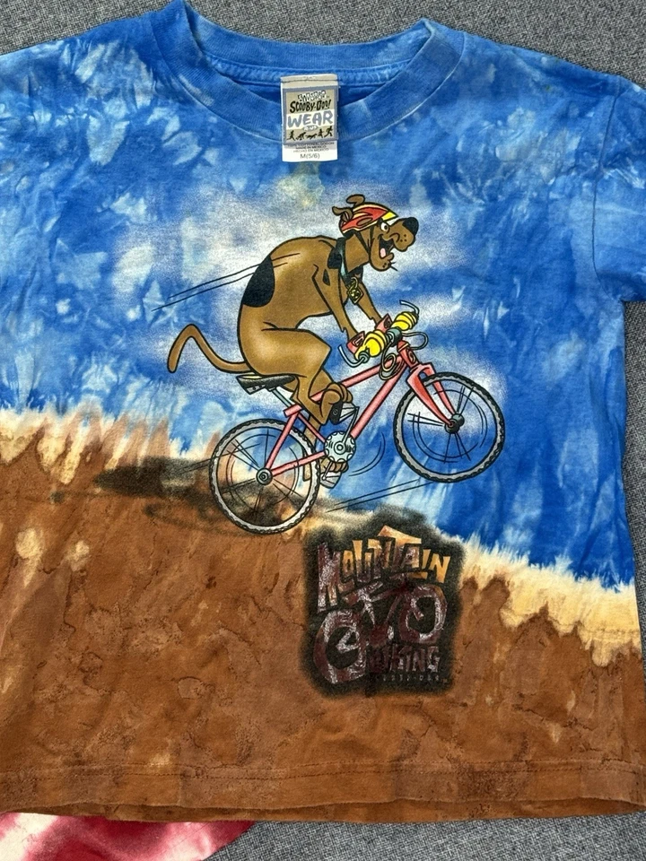 VTG Scooby Doo Shirt Size M (5/6) Youth Shirt Lot Kids Tie Dye Biking Cartoon - Image 2 of 4