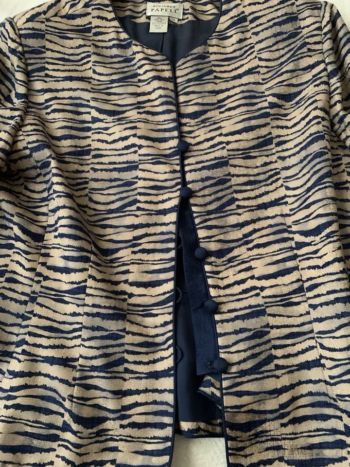 Traje falda seda vintage de dos piezas Adrianna Papell para mujer talla 14 Foto 4 de 4