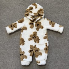Baby Unisex Teddy Bear Snowsuit Romper Age 3-6 Months