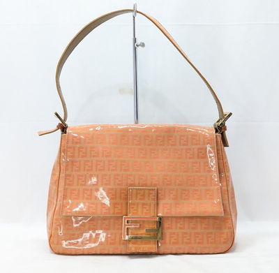 FENDI Mamma Bucket Zucchino Enamel Shoulder Bag Orange Gold