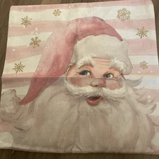 Pink Santa Claus Stripes Throw Pillow Cover, 117x17 Inch Pink Christmas Cushion