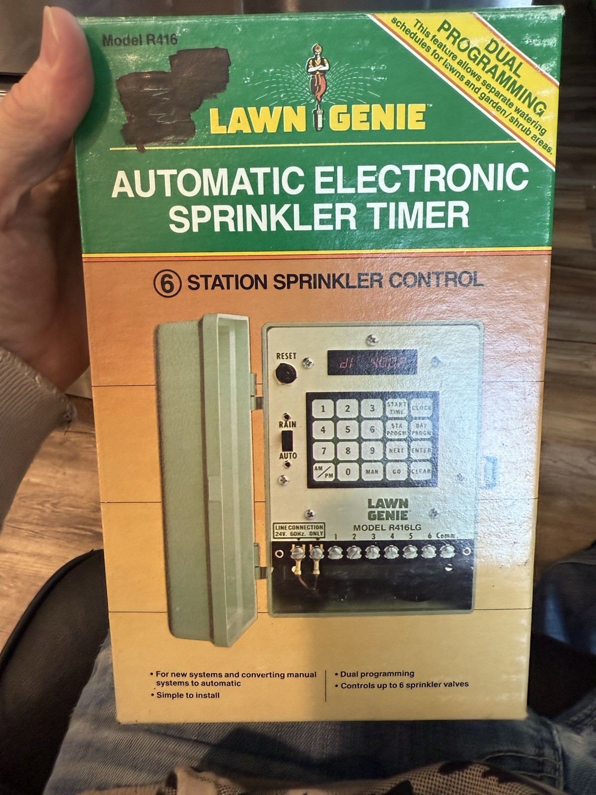 LAWN GENIE Model 416LCD-LG Electronic Sprinkler Timer- 6 Zone Control - NEW