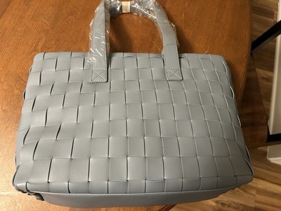 Like Dreams Handbag, Woven Design, Blue Grey, New With Tags