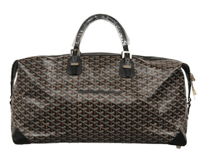 Goyard Boeing 55 Duffle Bag Black Brown Travel Carry On Weekend Luggage Silver