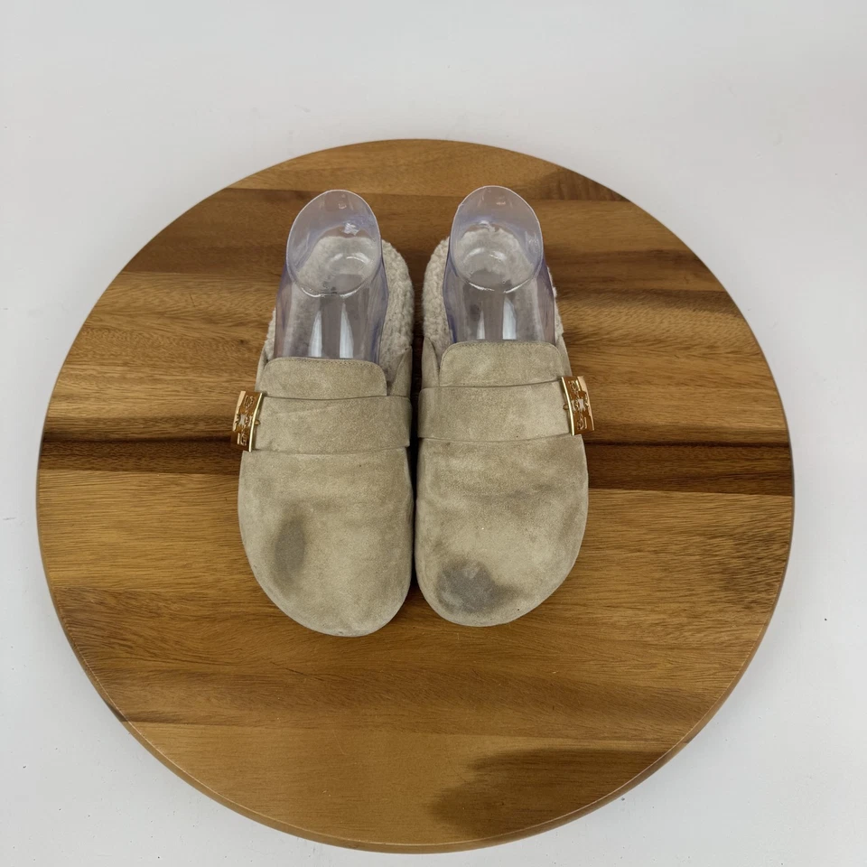 Zapatillas para mujer Tory Burch Mellow Mule beige gamuza imitación piel de oveja forradas talla 6 M Foto 4 de 4