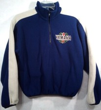 Vintage YAMAHA Polartec Fleece Pullover Men M Blue Beige 1/4 Zip Long Sleeve