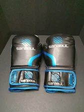 8 oz. Sanabul Essential Gel Black & Blue Training Martial Arts/Boxing Gloves